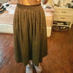 Vintage Brown 100% Wool Skirt, Lightweight